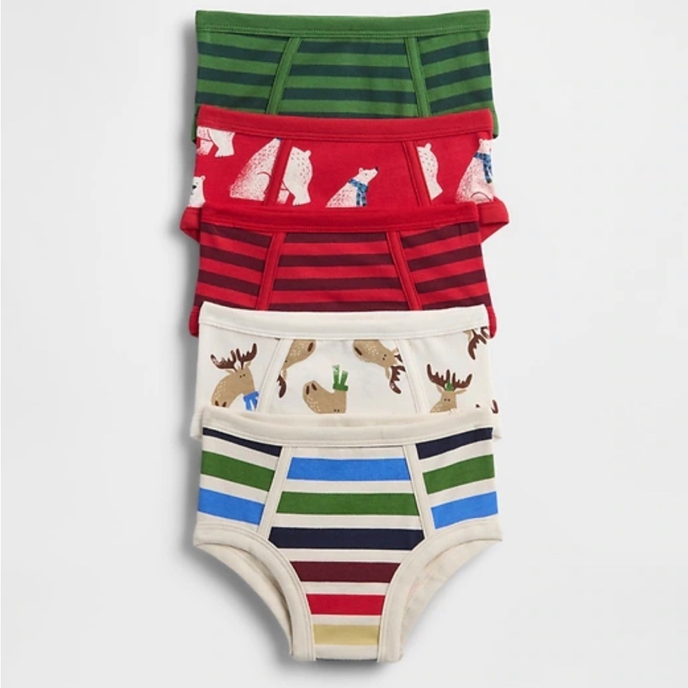 GAP Kids' Five-Pack Briefs - Green, Red, Cream, Blue, Navy underwear NWT